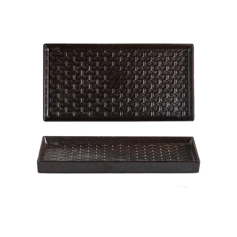 9.5" Ceramic Rectangular Barbecue Plate Restaurant Sushi Plate