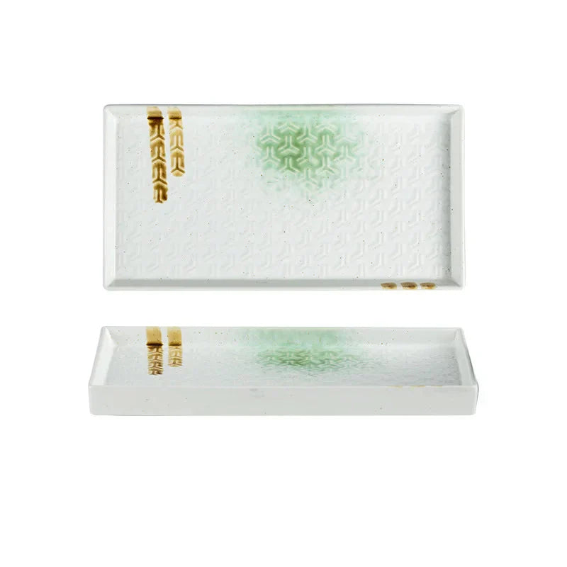 9.5" Ceramic Rectangular Barbecue Plate Restaurant Sushi Plate