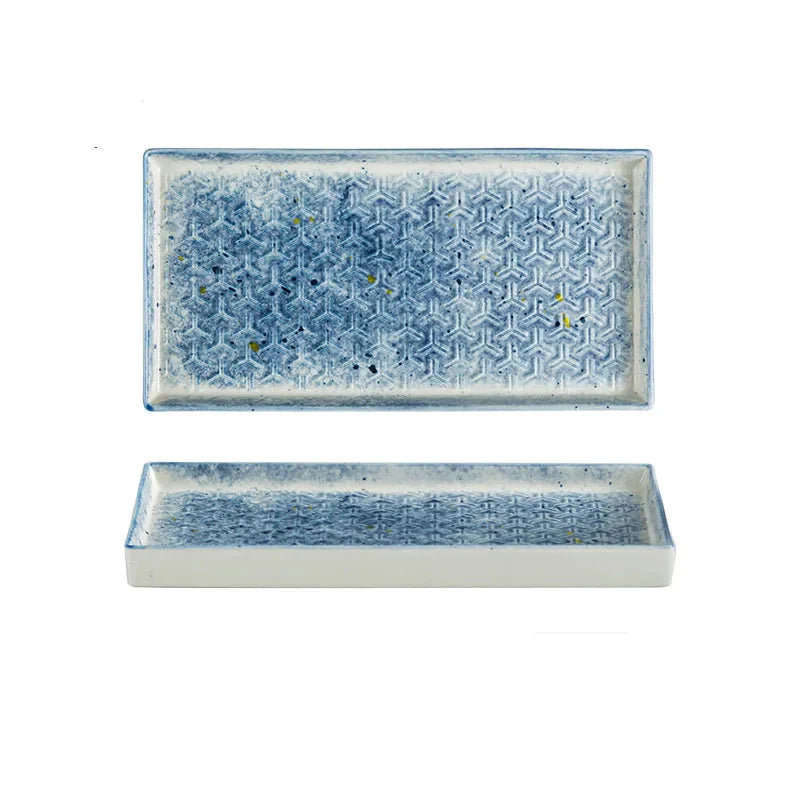 9.5" Ceramic Rectangular Barbecue Plate Restaurant Sushi Plate