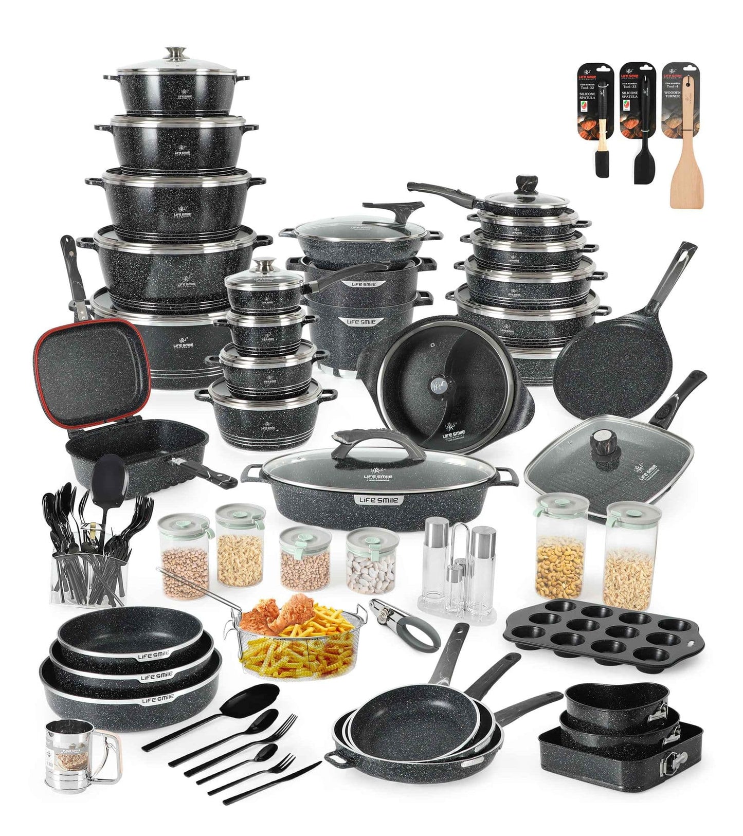Complete 134 Piece Cooking & Kitchenware Set Premium
