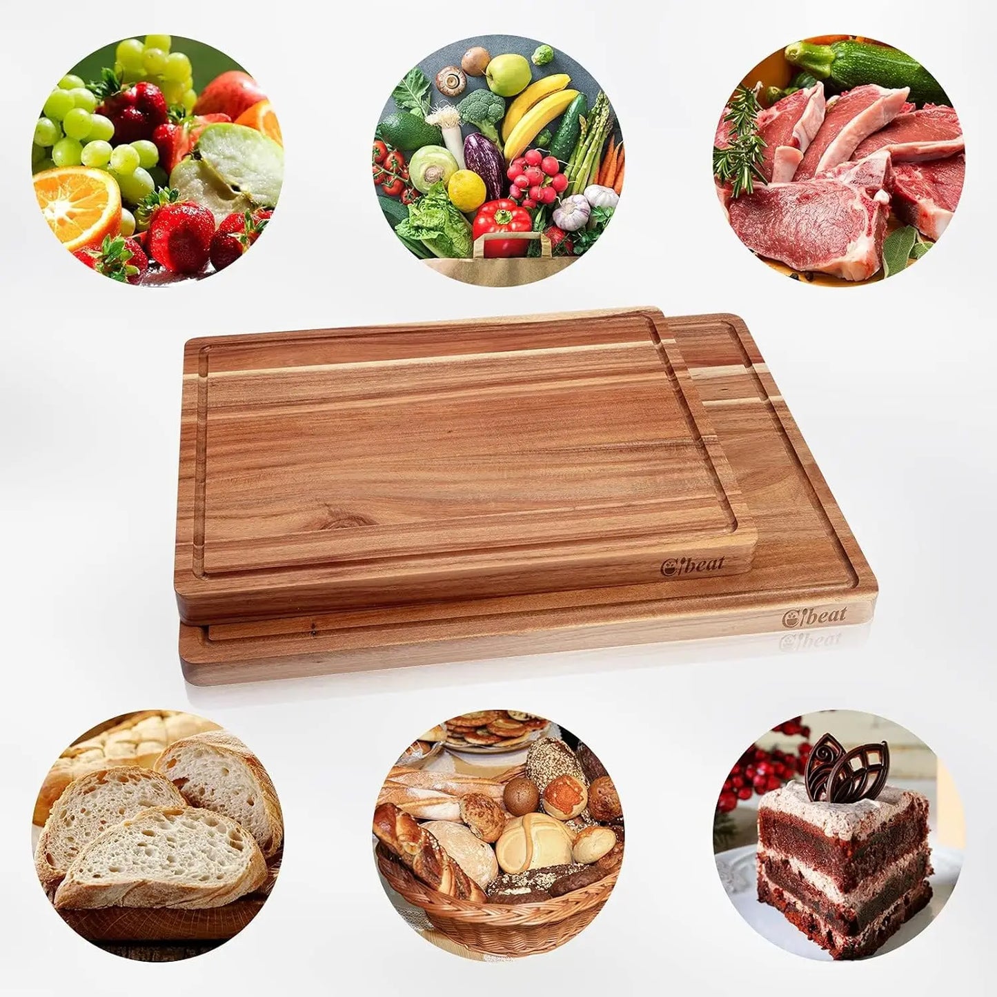 Acacia Wooden Cutting Board Thick Chopping Board With Side Handle