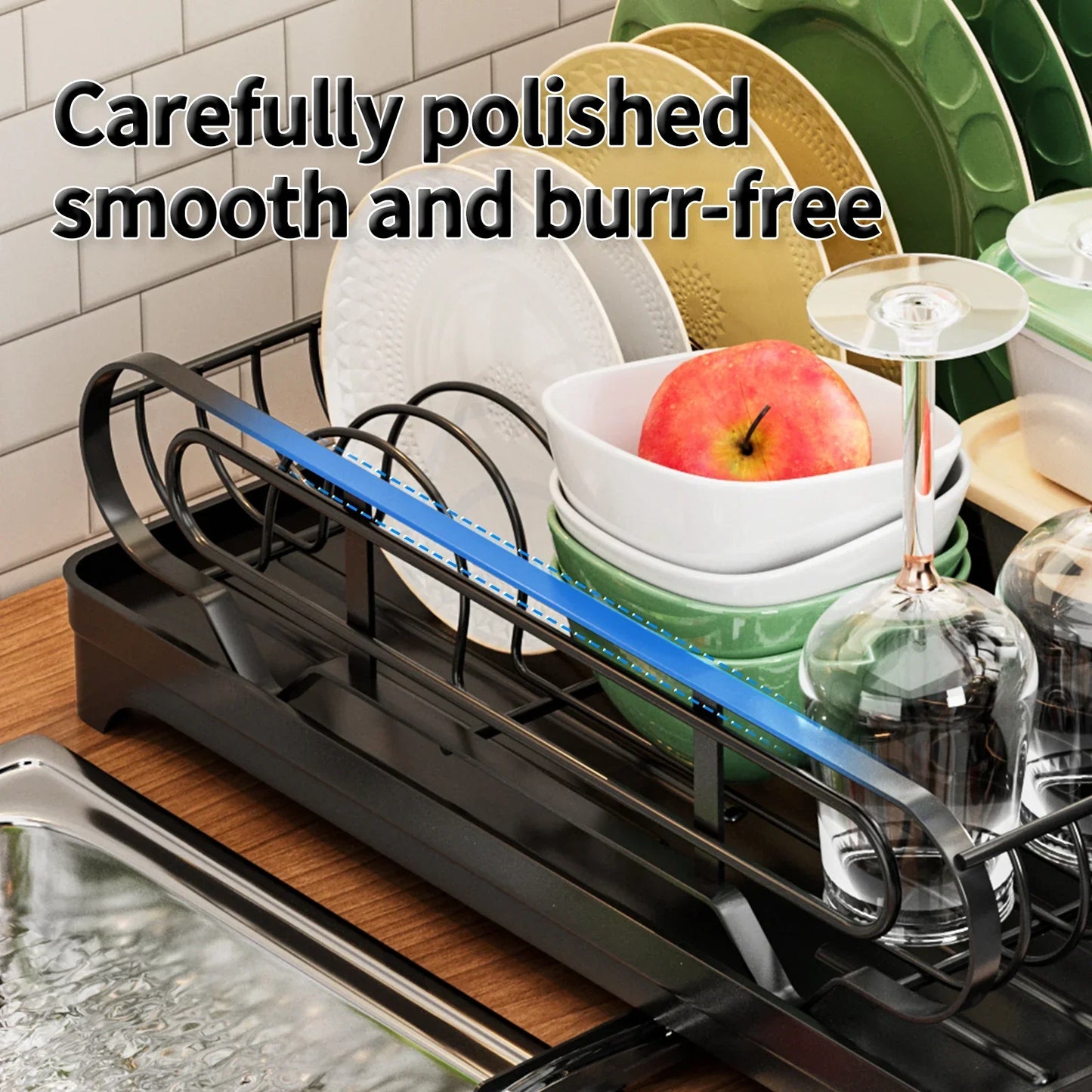 Adjustable Dish Rack With Drainboard for Kitchen Counter Sink Drainer