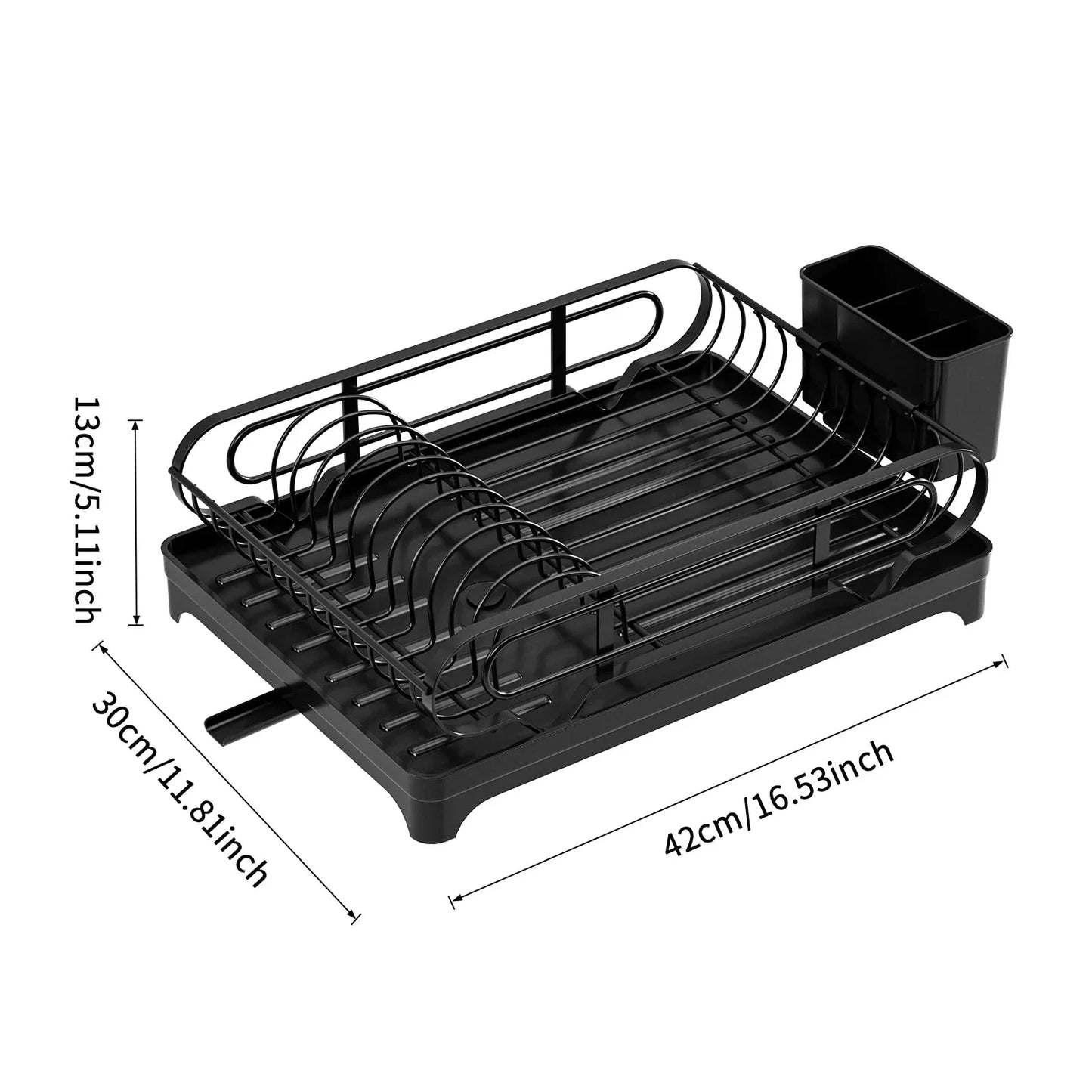 Adjustable Dish Rack With Drainboard for Kitchen Counter Sink Drainer