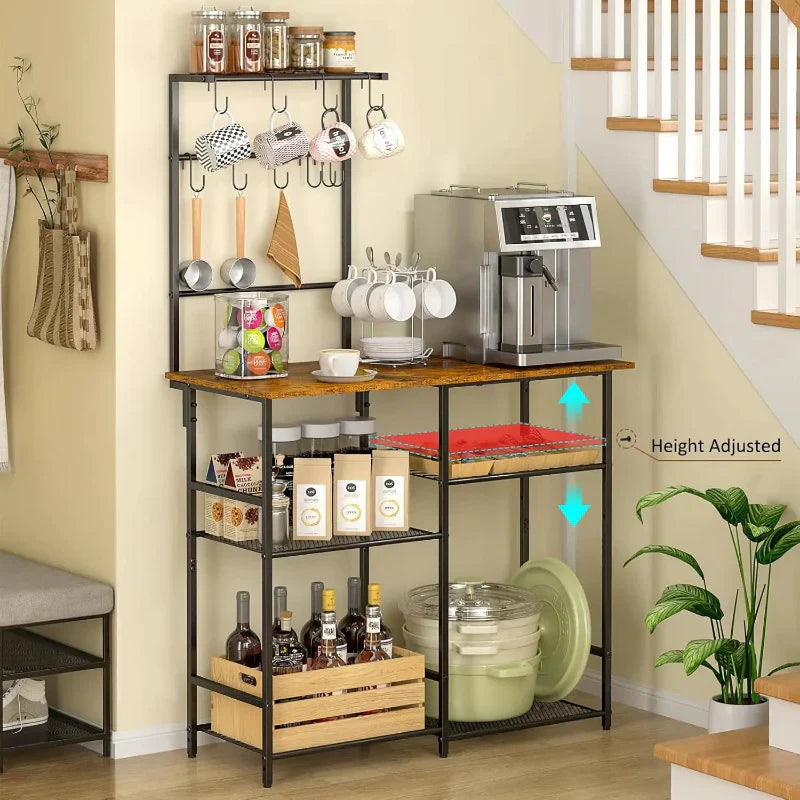 Adjustable Kitchen Shelves with Storage Microwave Stand Baker's Rack