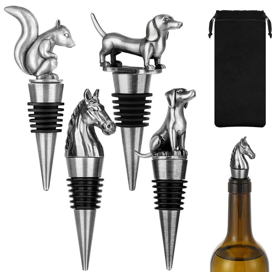 Animal Design Wine Stopper Zinc Alloy Silicone Beverage Bottle Stopper