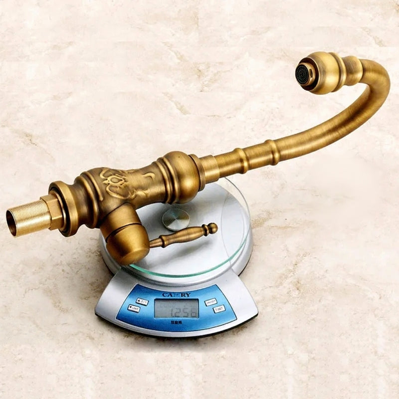 Antique Brass Kitchen Faucet Swivel Spout Vanity Sink Water Mixer Tap