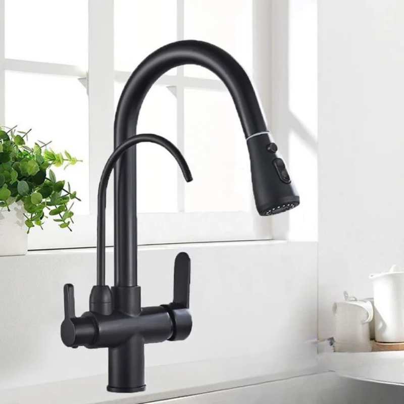 Antique Bronze Faucet Kitchen Pull Out Sink Faucet 360 Rotate Tap