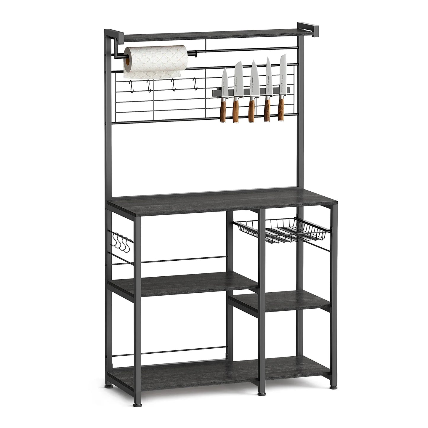 Bakers Rack with Magnetic Knife Holder Kitchen Organizers and Storage