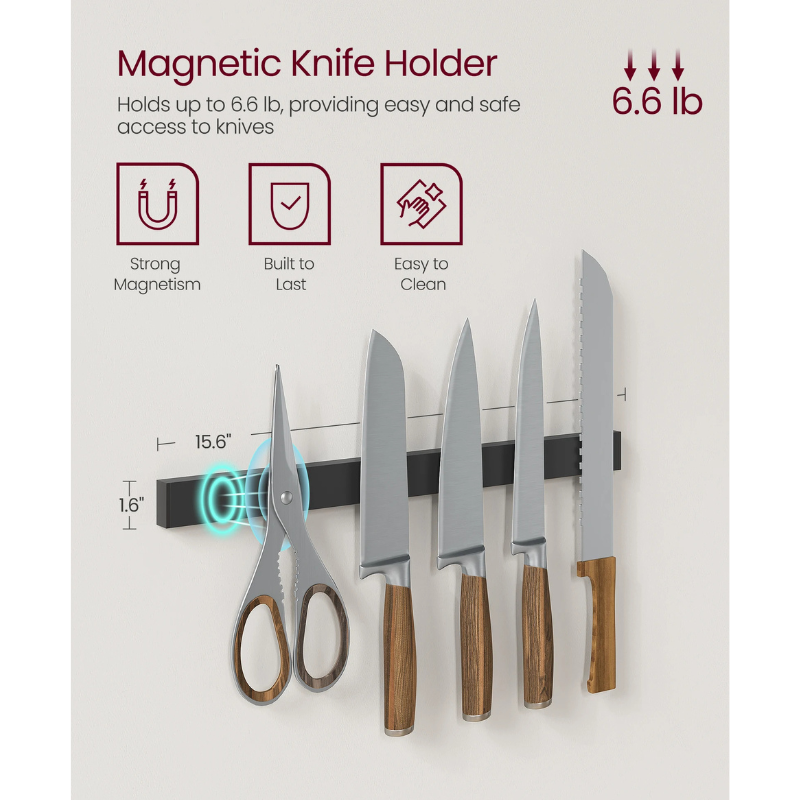 Bakers Rack with Magnetic Knife Holder Kitchen Organizers and Storage