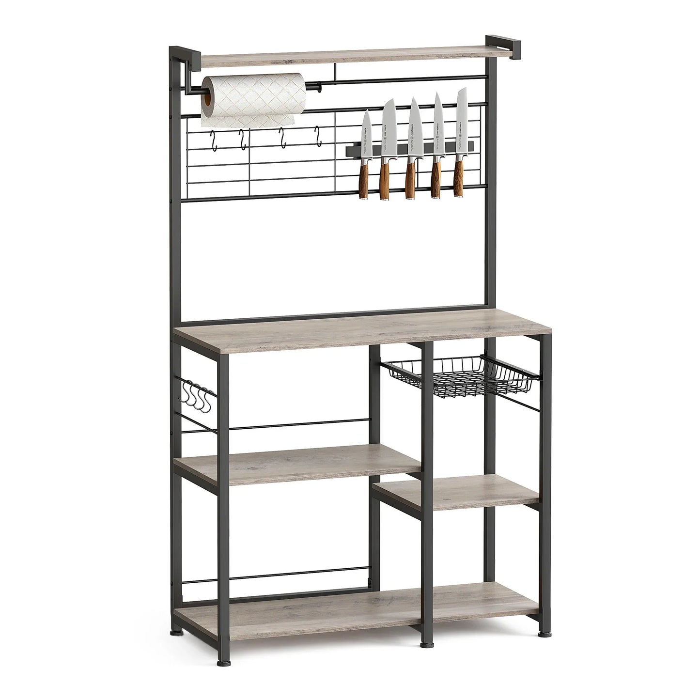 Bakers Rack with Magnetic Knife Holder Kitchen Organizers and Storage