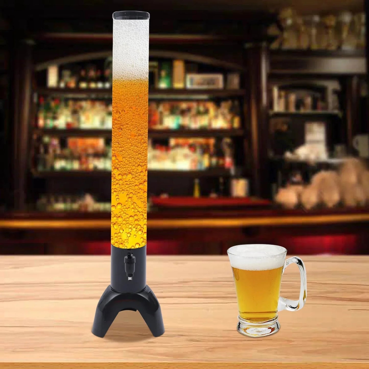 Beer Tower Dispenser Clear Liquor Tower Dispenser with Removable Ice Tube