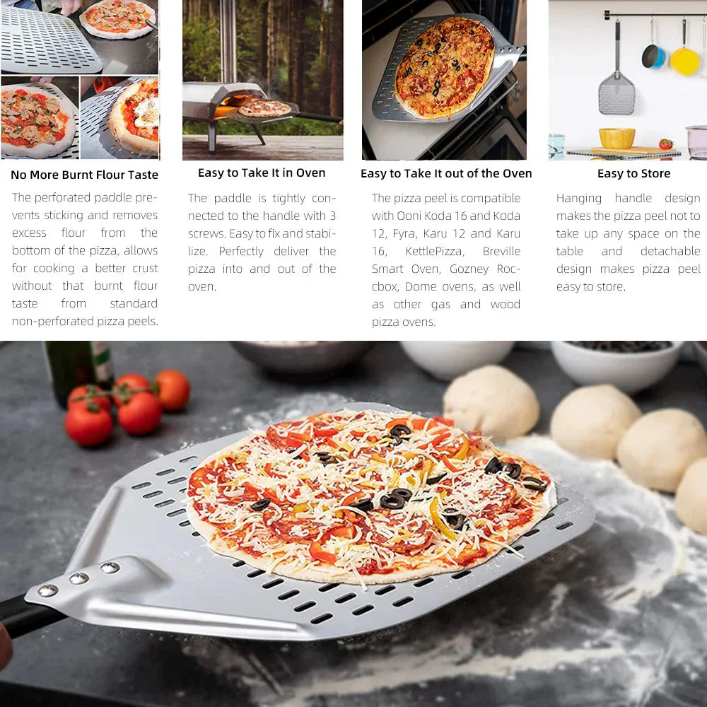 Big Pizza Perforated Shovel Paddle Handle for Oven Pizza Baking Tool