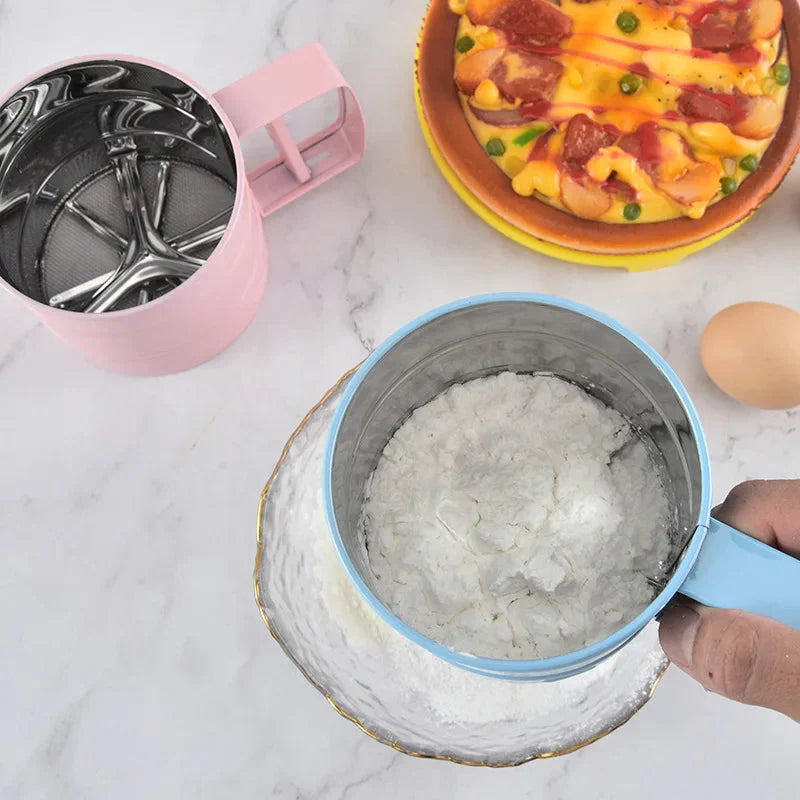 Big Size Stainless Steel Hand-held Semi-automatic Flour Sifter Cup