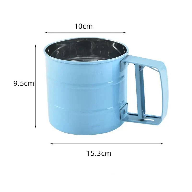 Big Size Stainless Steel Hand-held Semi-automatic Flour Sifter Cup