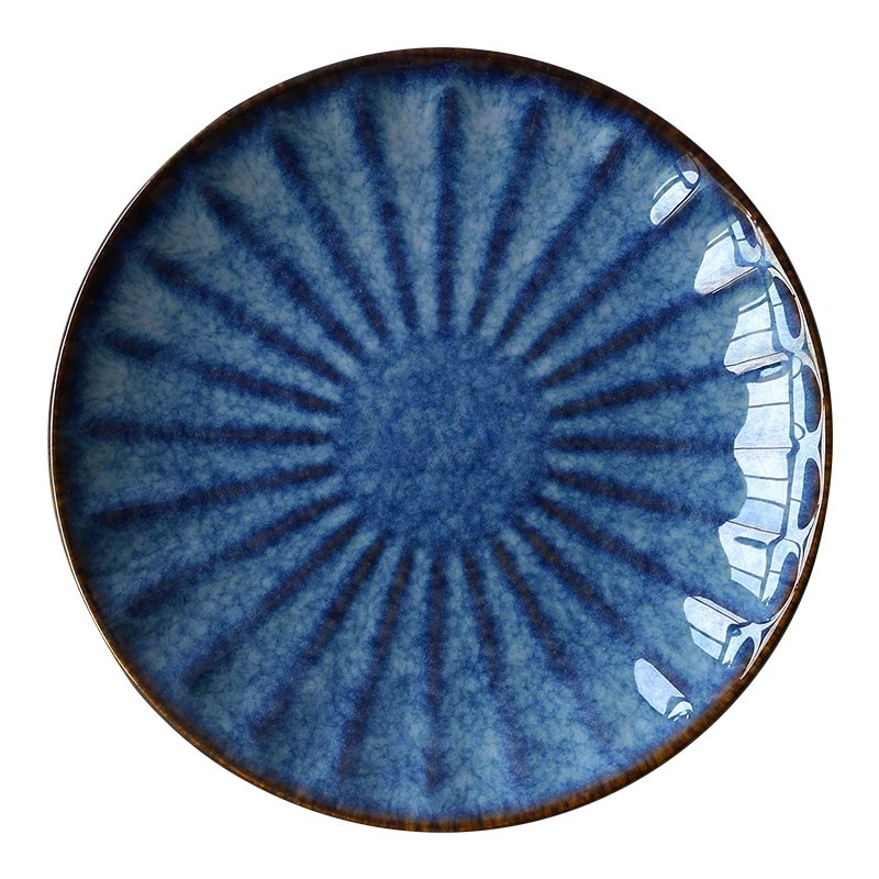Blue Ceramic Dinner Plate Big and Small Steak Dinnerware Plate