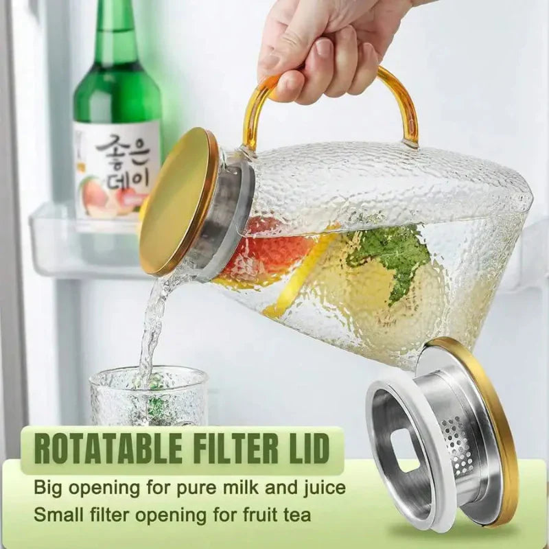 Borosilicate Glass Pitcher With Handle And Lid Ice Tea Glass Pitcher