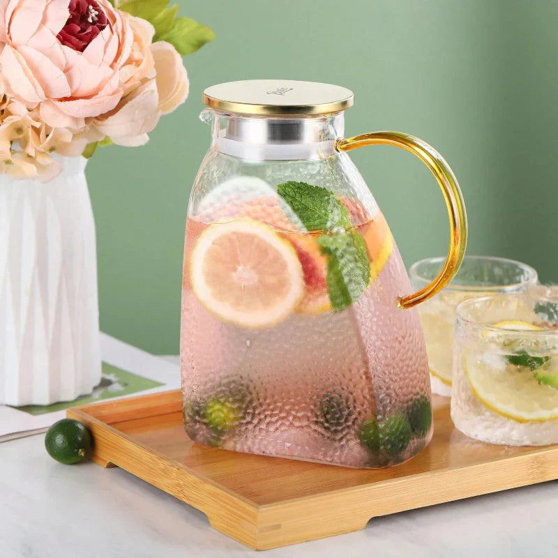 Borosilicate Glass Pitcher With Handle And Lid Ice Tea Glass Pitcher