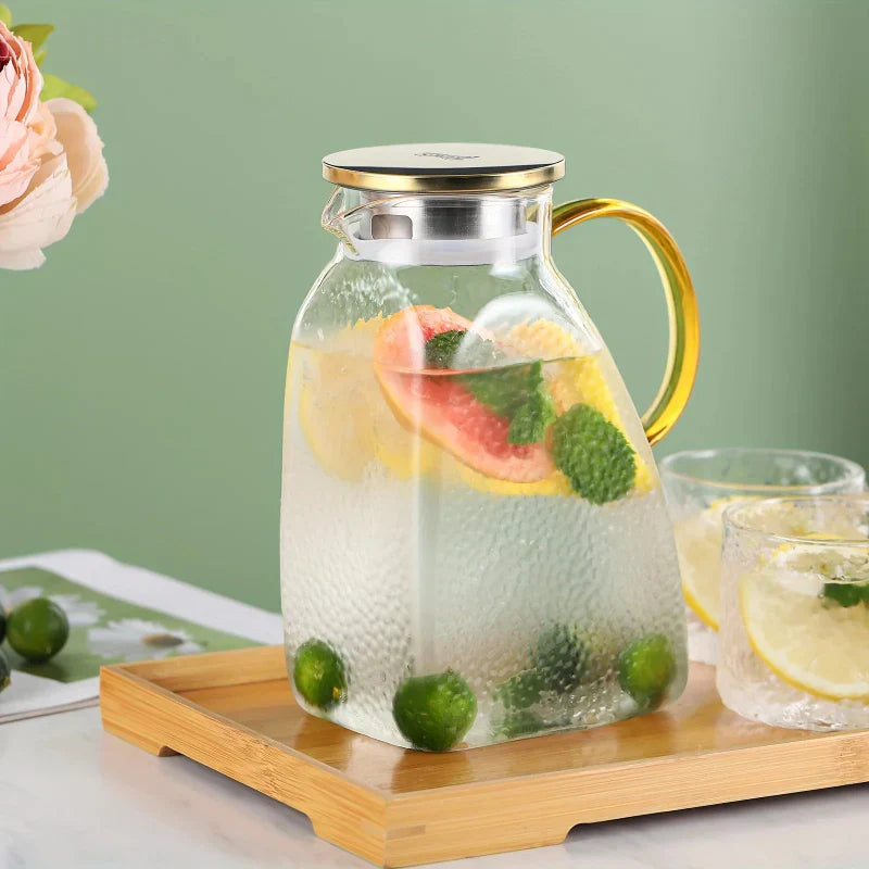 Borosilicate Glass Pitcher With Handle And Lid Ice Tea Glass Pitcher