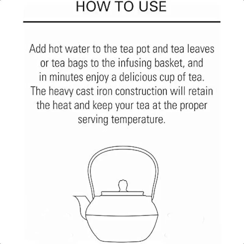 Cast Iron Teapot with Stainless Steel Infuser Loose Leaf Tea Kettle