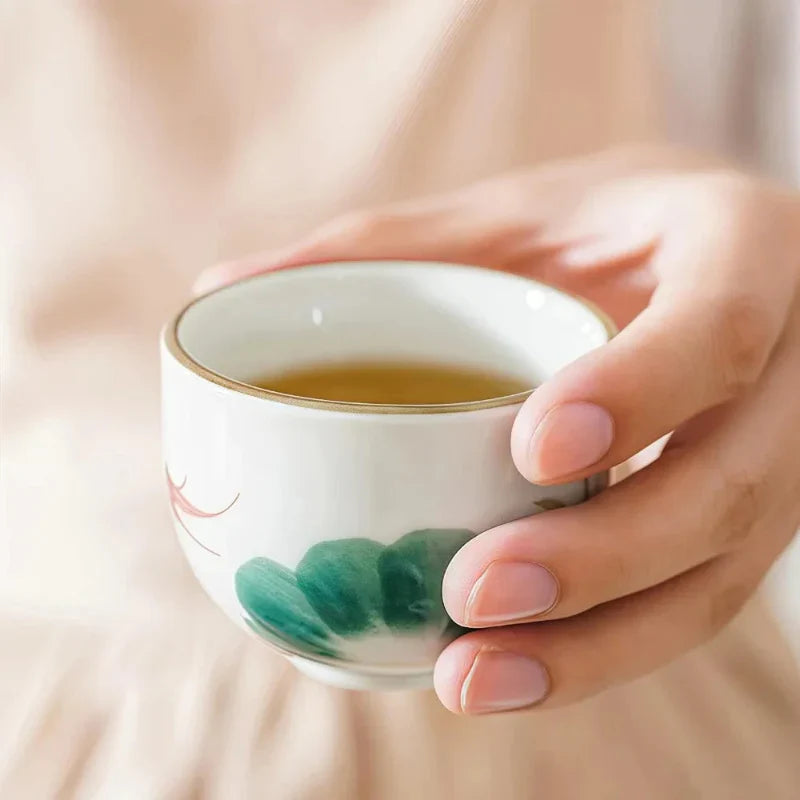 Ceramic One Teapot and Four Cup Set Detachable Loose Leaf Tea Infuser