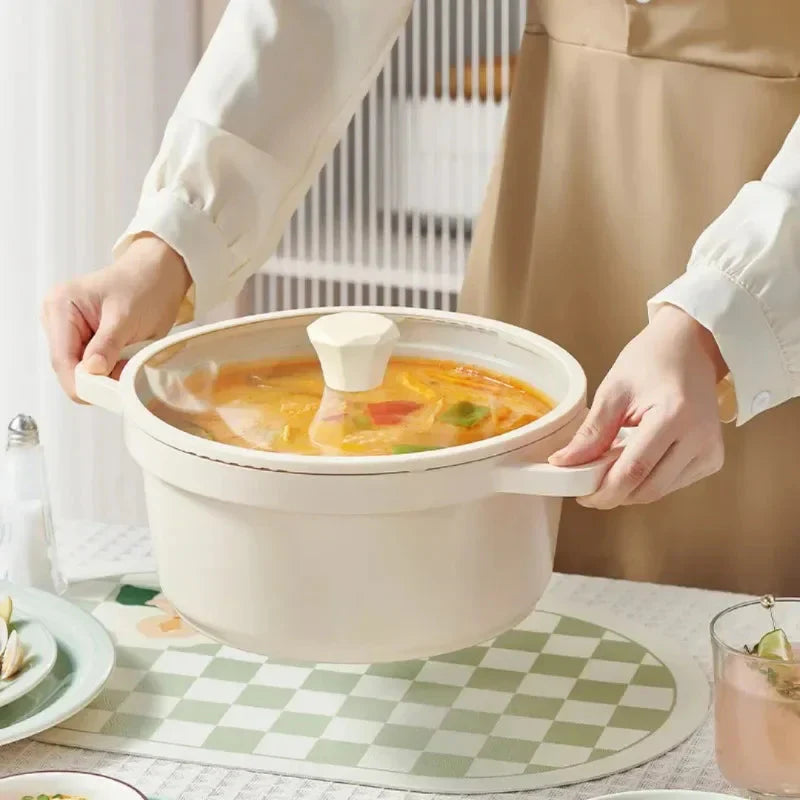 Ceramic Stock Pot Seafood Pot Casserole with Glass Lid Cookware