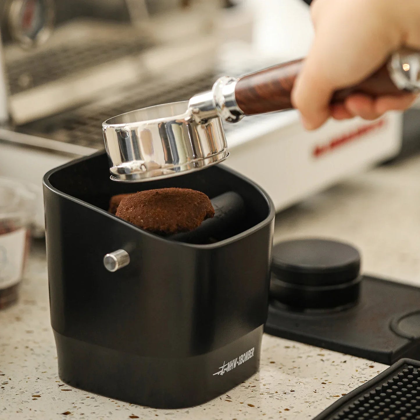 Coffee Grounds Knock Box Square Removable Knock Bar and Non-Slip Base