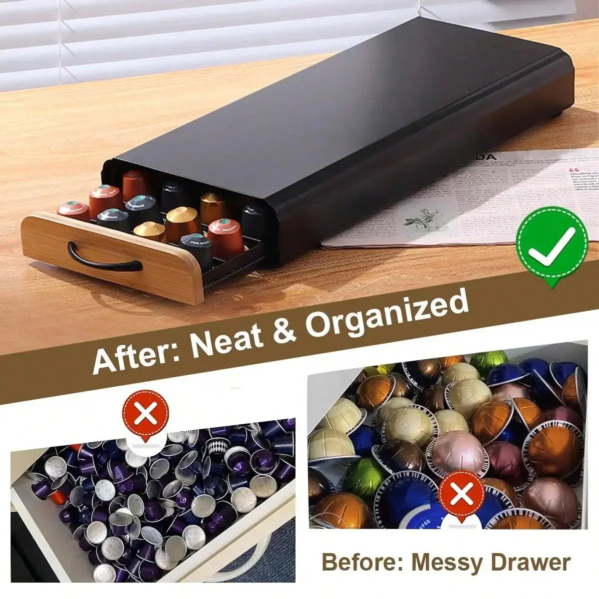 Coffee Pod Holder Drawer 40 Capacity Pod Capsule Storage Organizer