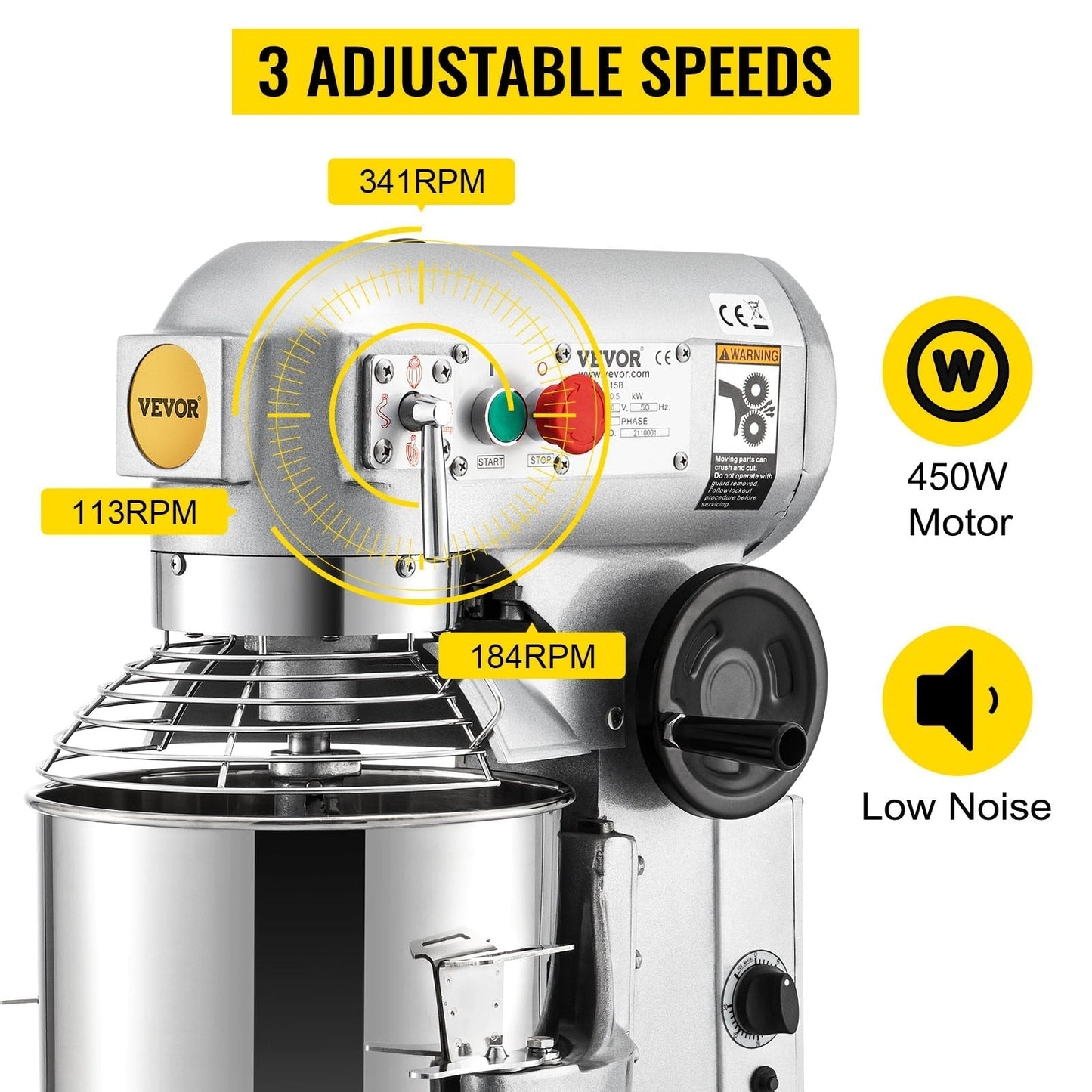 Commercial 3 Speeds Electric Food Mixer Stand Mixer Dough Mixer