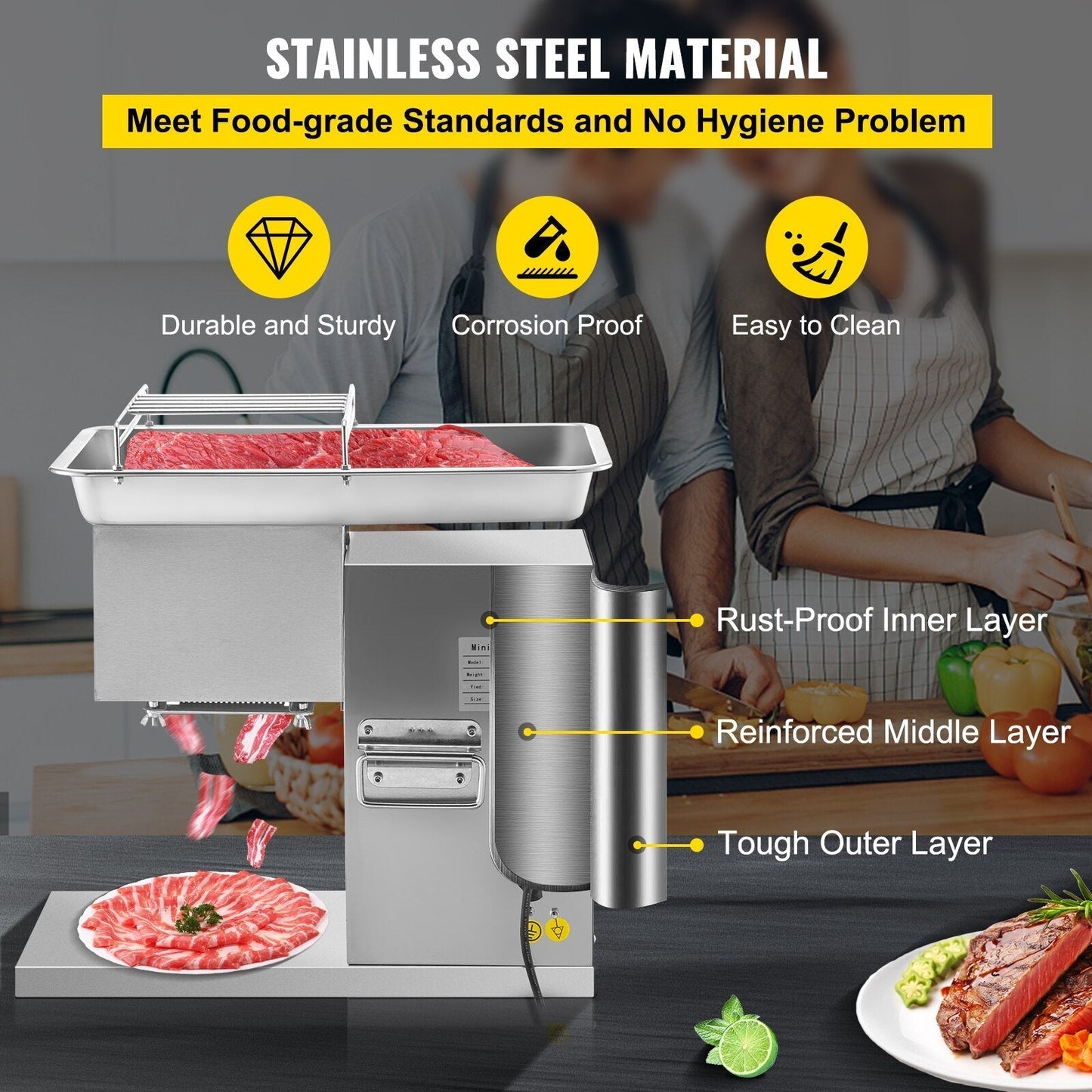 Commercial Electric Meat Slicer Stainless Steel Meat Cutter