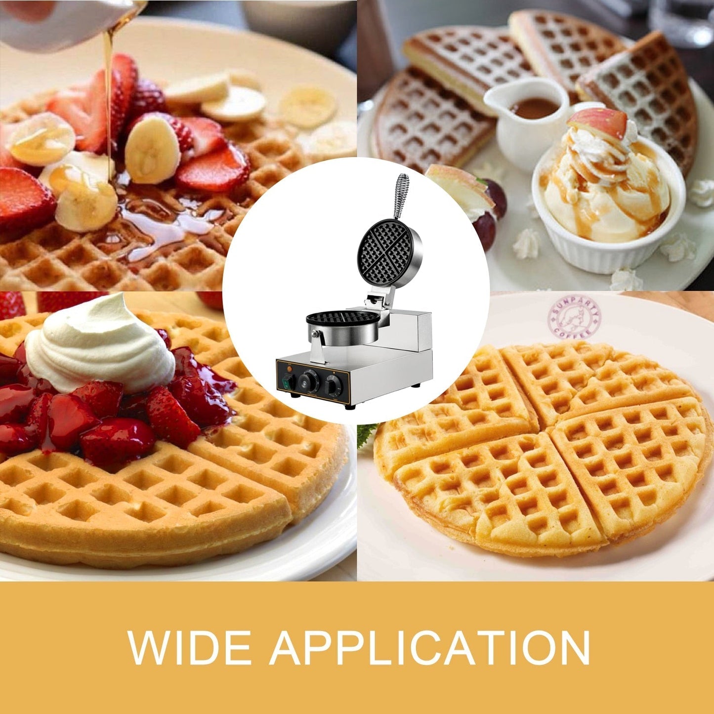 Commercial Electric Waffle Maker Nonstick Plate Round Waffle Maker