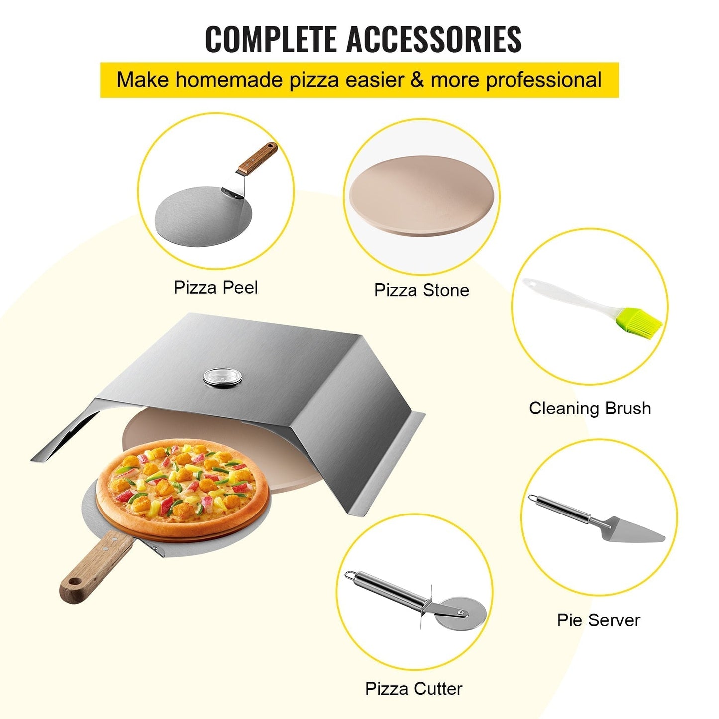 Commercial Stainless Steel Pizza Stone Kit Fit for Most Grills
