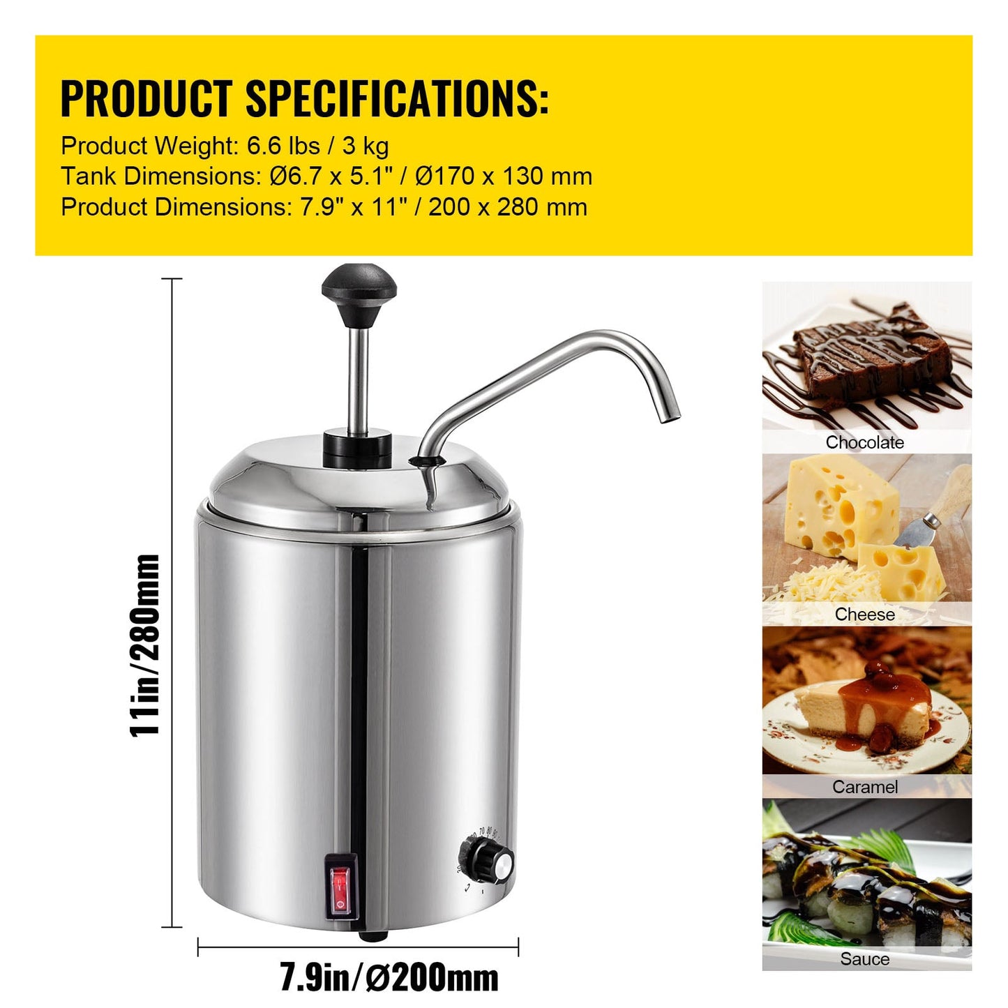 Commercial Temperature Adjustable  Hot Fudge Warmer With Pump