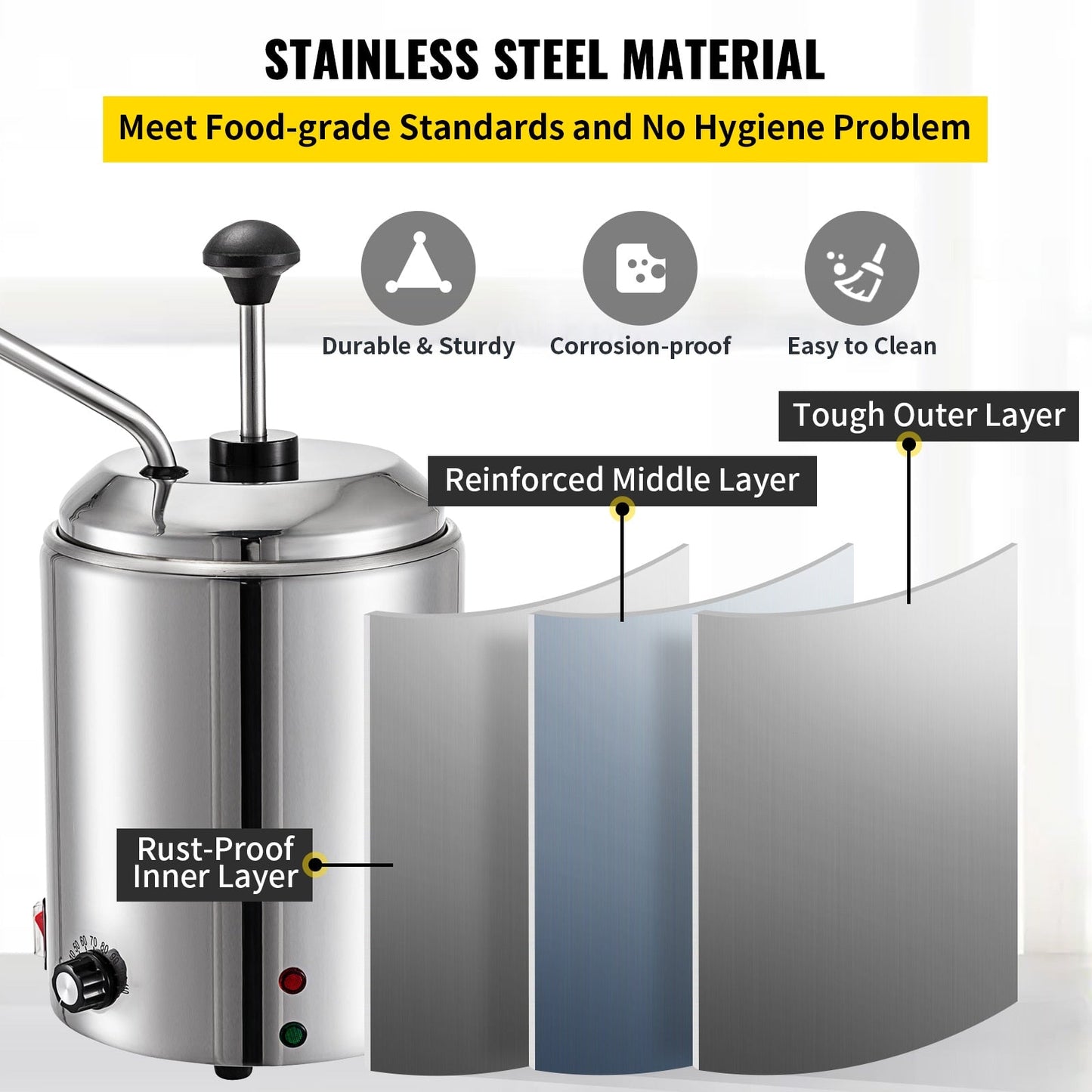 Commercial Temperature Adjustable  Hot Fudge Warmer With Pump