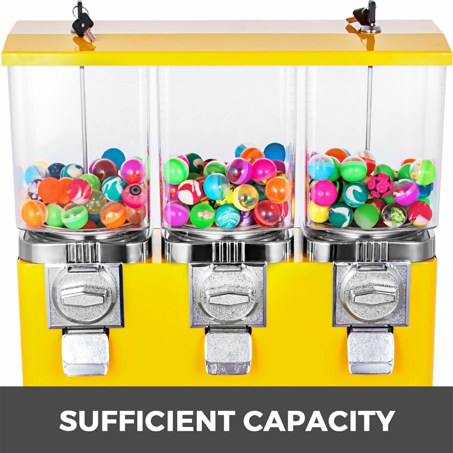 Commercial Triple Candy Gumball Vending Machine Dispenser With Keys