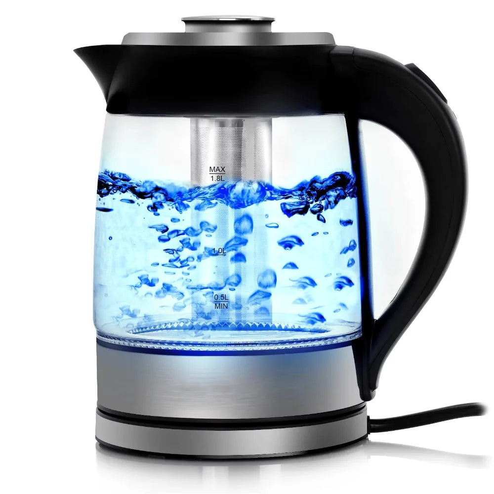Cordless Glass and Stainless Steel Electric Tea Kettle with Tea Infuser