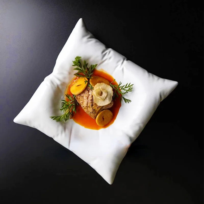 Creative Ceramic Imitation Pillow Dinner Plate Artistic Tableware