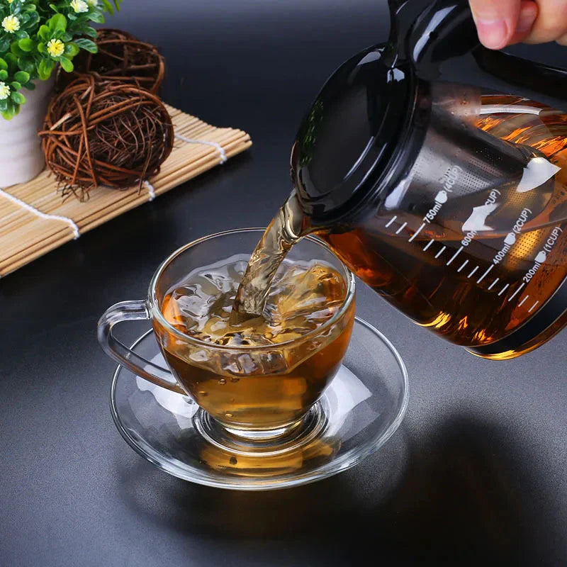 Creative Design Glass Teapot for Tea Flower with Removable Steel Filter