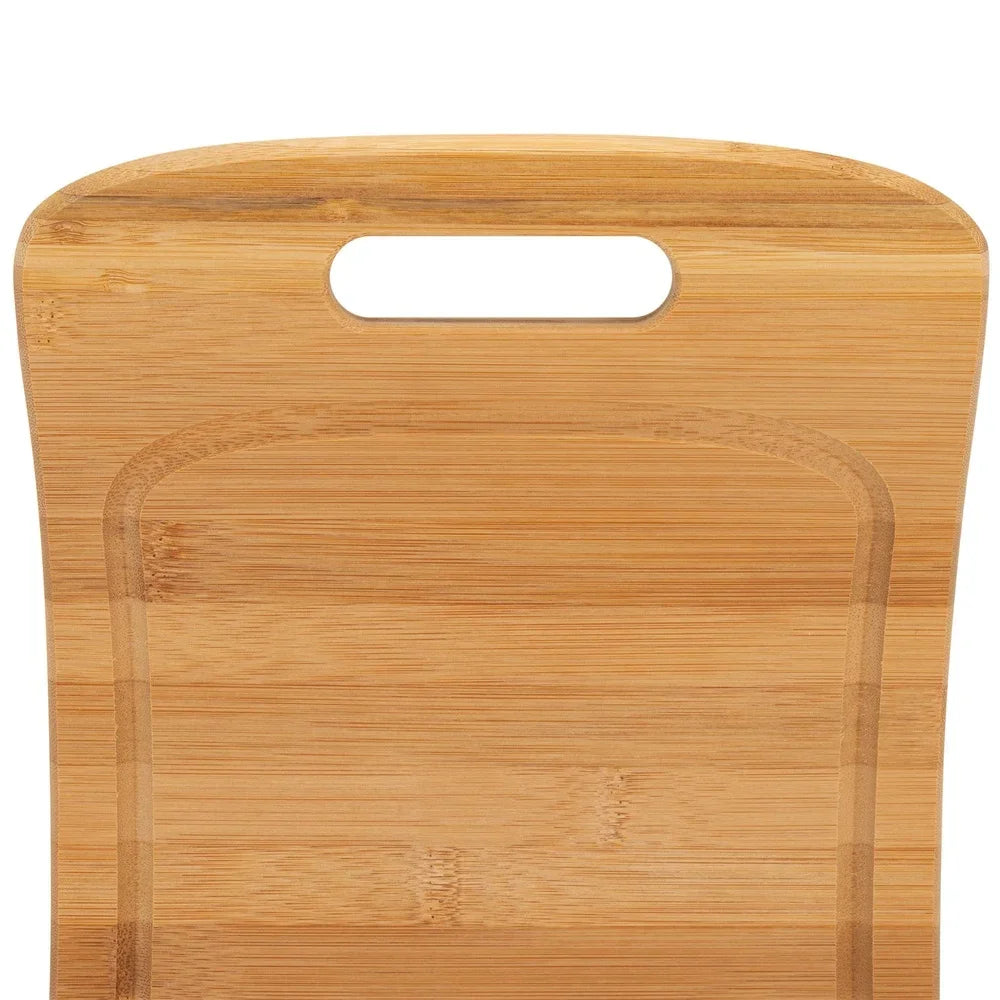 Curved Bamboo Cutting Board Ultra Thick Reversible with Handle Drip