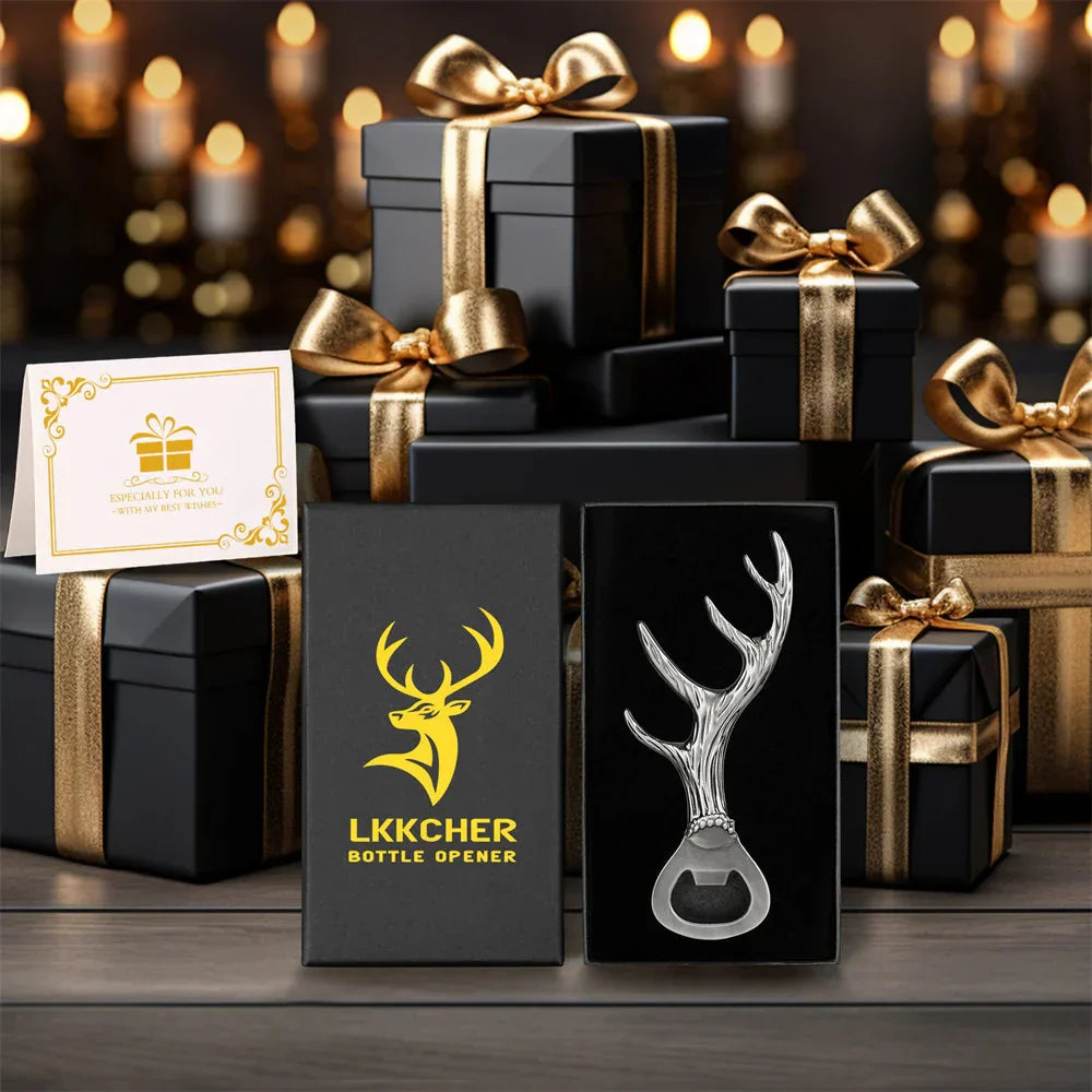 Deer Horn Shaped Beer Bottle Opener Set Box Unique Bottle Openers