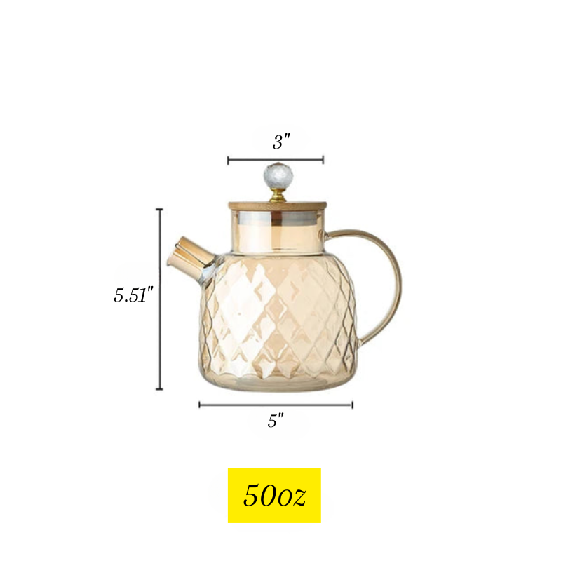 Diamond Texture Surface Glass Kettle Heat-resistant Thicken Glass