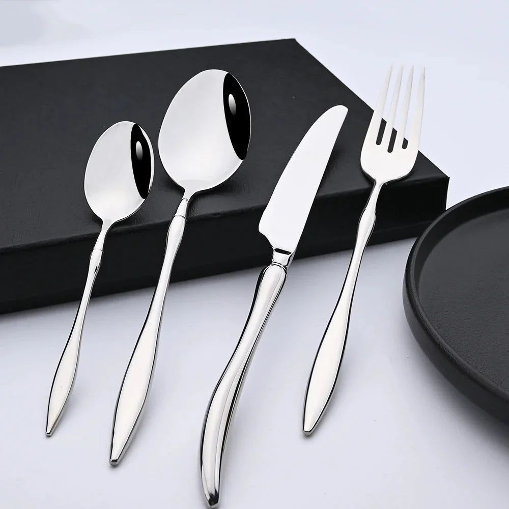 Dinnerware Vintage Cutlery Set Stainless Steel Mirror Silverware Set