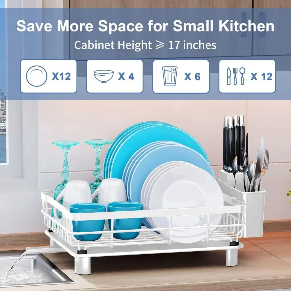 Dish Rack Dish Drying for Kitchen Counter Dish Drainer with Drainboard