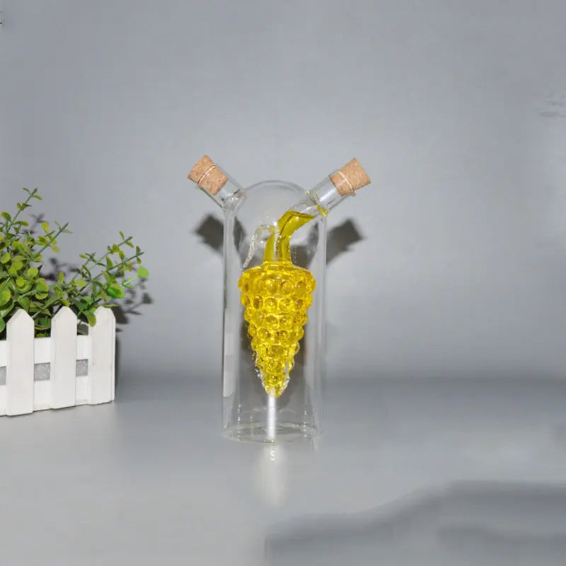 Double Glass Seasoning Bottle Condiment Bottles Oiler Kitchen Supply