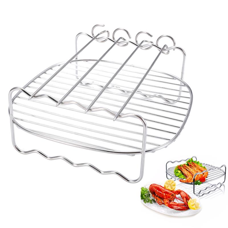 Double Layer Stainless steel Skewers Barbecue Rack BBQ Tray