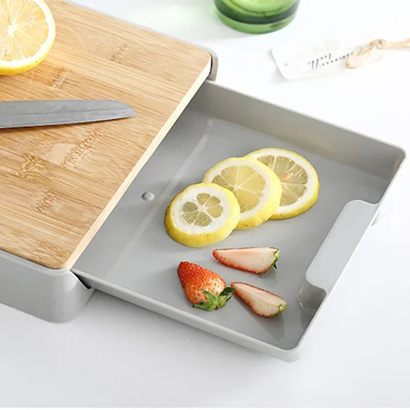 Double-sided Cutting Board Detachable Drawer Wooden Chopping Block