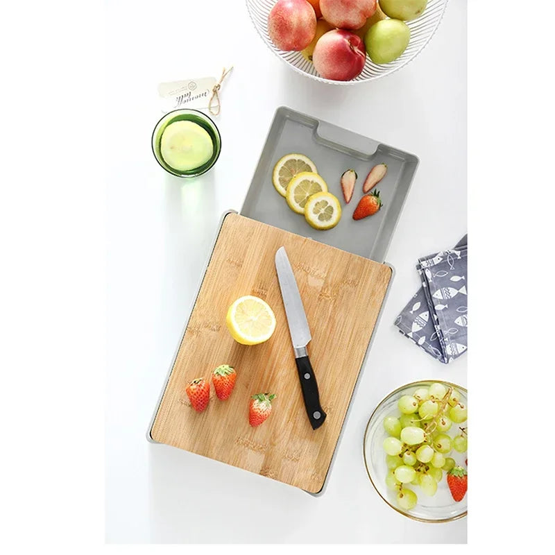 Double-sided Cutting Board Detachable Drawer Wooden Chopping Block