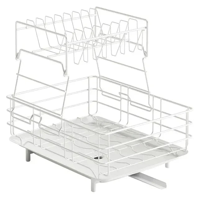 Double Stainless Steel Bowl and Dish Drain Rack Dishware Cleaning Rack