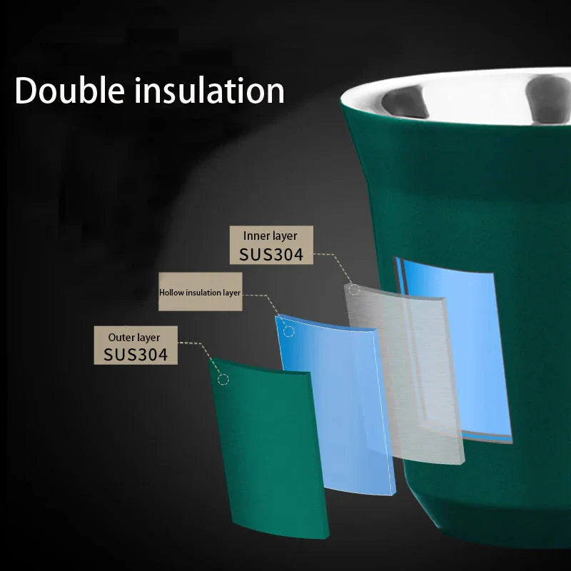 Double Wall Insulated Stainless Steel Espresso Cup Capsule Coffee Mug