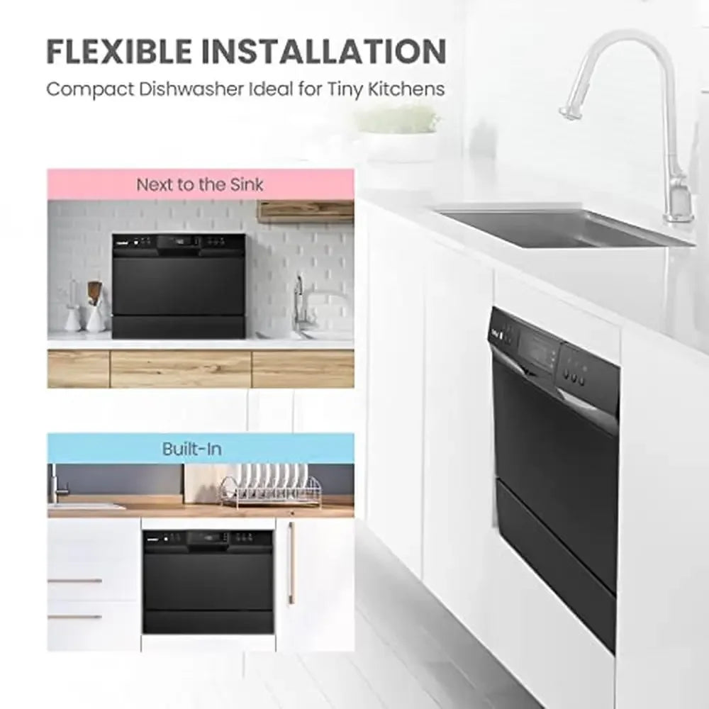 ECO Glass Speed Powerful Cleaning 8 Wash Programs Portable Dishwasher