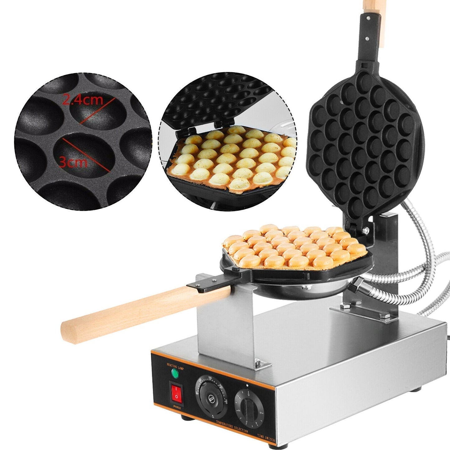 Egg Bubble Electric Commercial Nonstick Waffle Making Machine